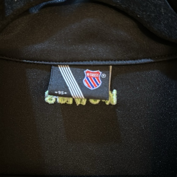 K Swiss Zip Up with Neon Green Piping Track Black Jacket Size L - Picture 10 of 10